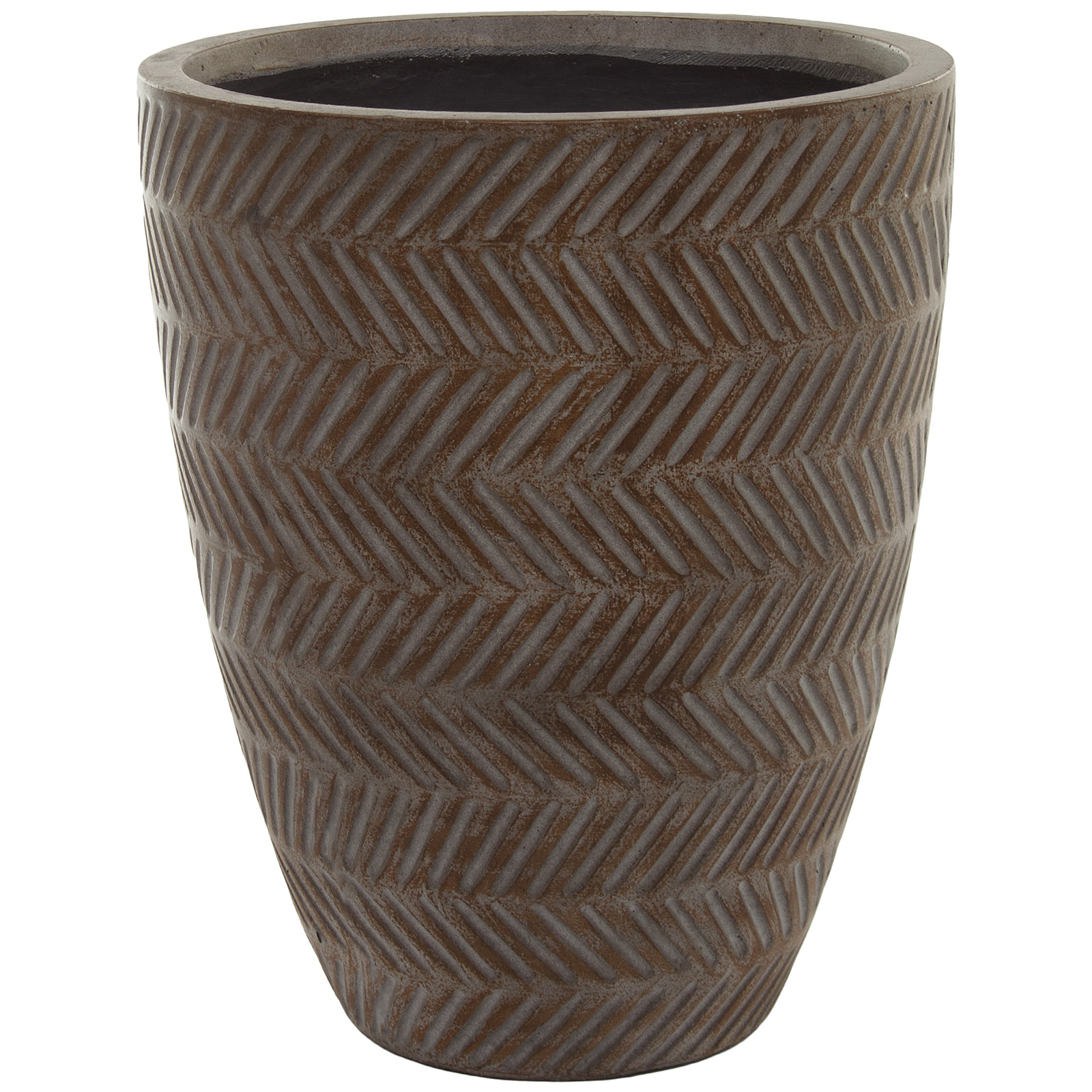 Кашпо Nobilis Marco "Fishbone Fossil-wood Round" (файкостоун), D36,5xH45 см Коричневый