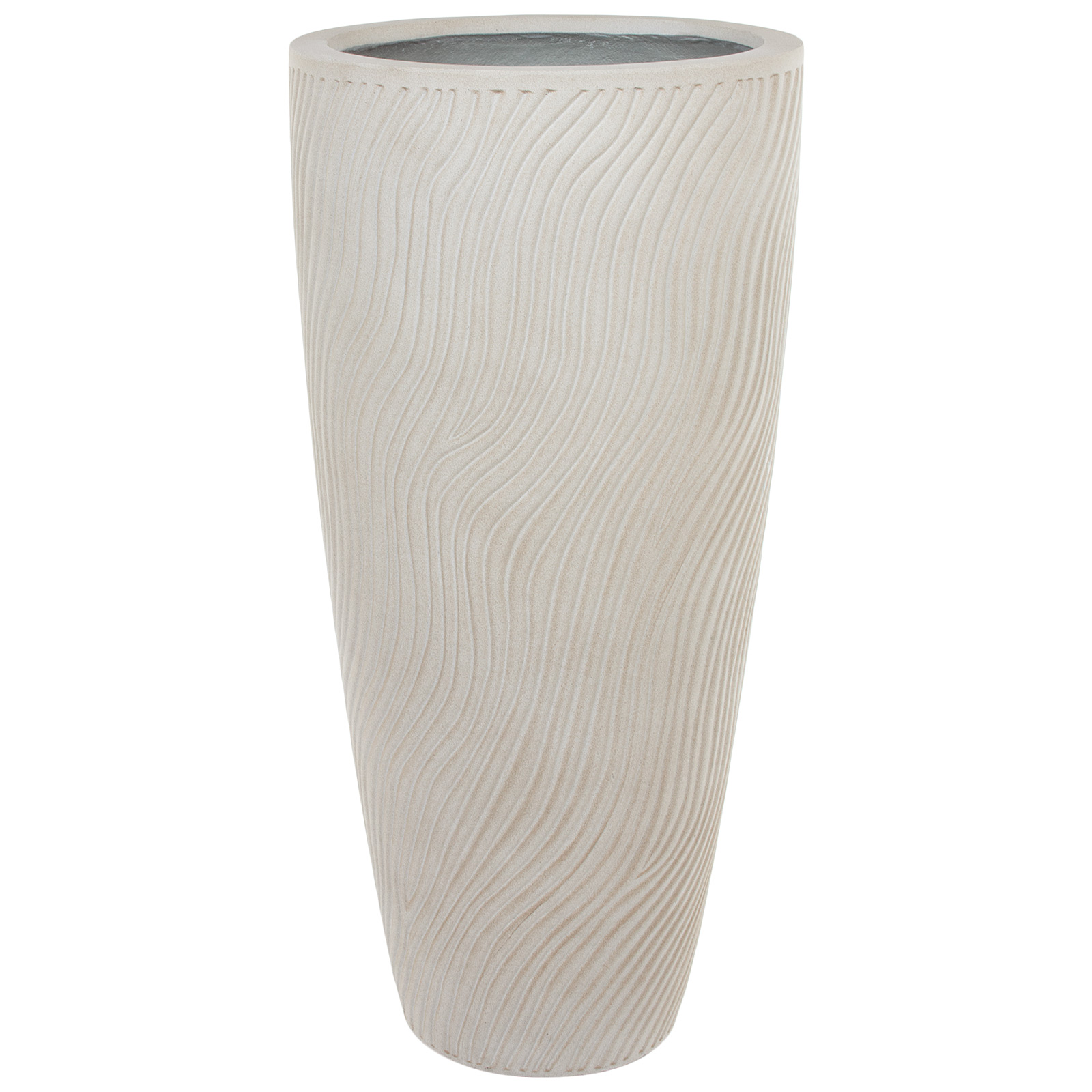 Кашпо Nobilis Marco "Sand Waves sandy beige Vase" (файкостоун), D47xH99,5 см Светло-серый
