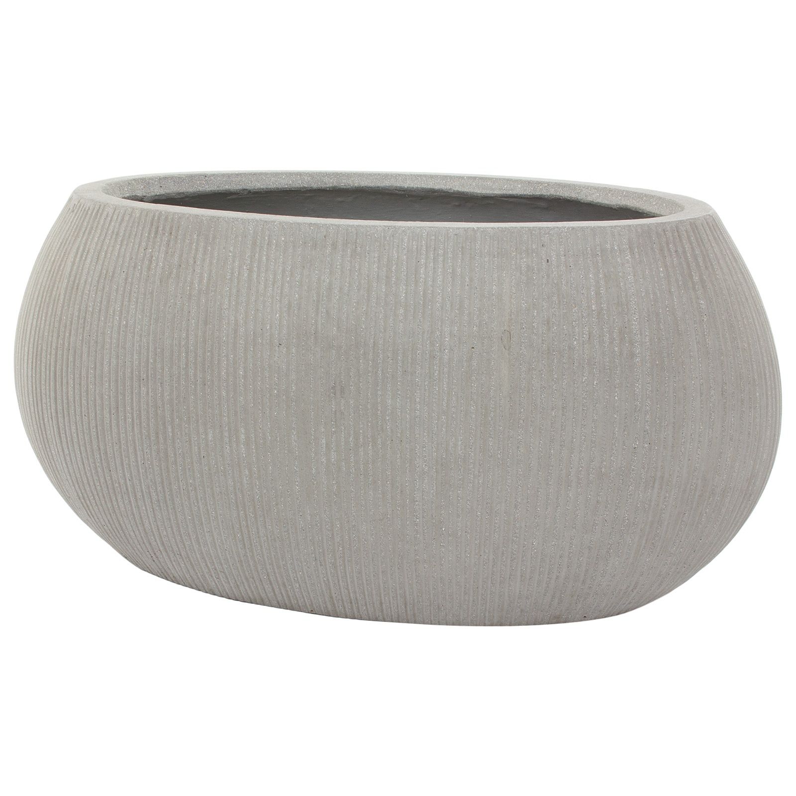 Кашпо Nobilis Marco "Vertical stripes rough cement Oval" (файкостоун), 72x36,5xH34,5 см Серый