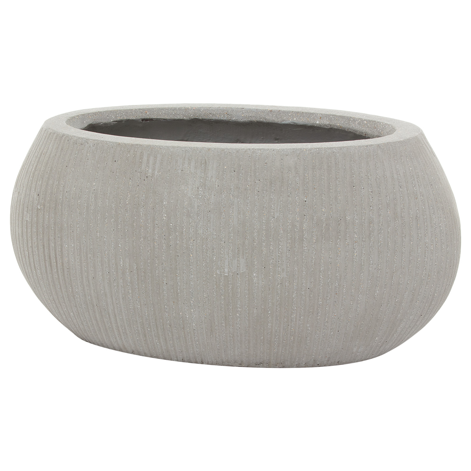 Кашпо Nobilis Marco "Vertical stripes rough cement Oval" (файкостоун), 46x23xH22 см Серый