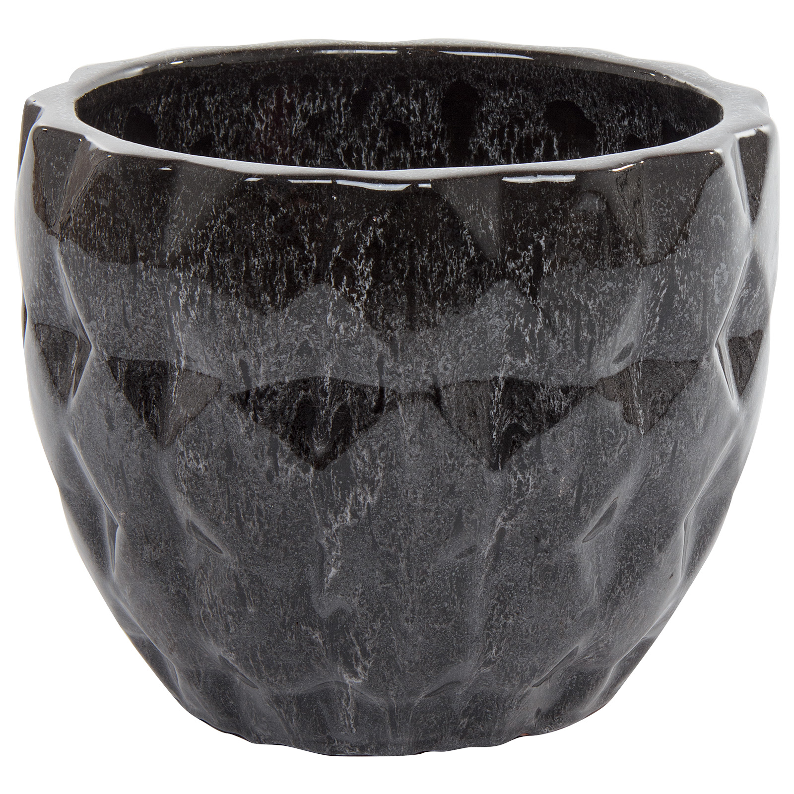 Кашпо Nobilis Marco "Black Relief Round" (керамика), D31хH24,5 см Антрацитовый