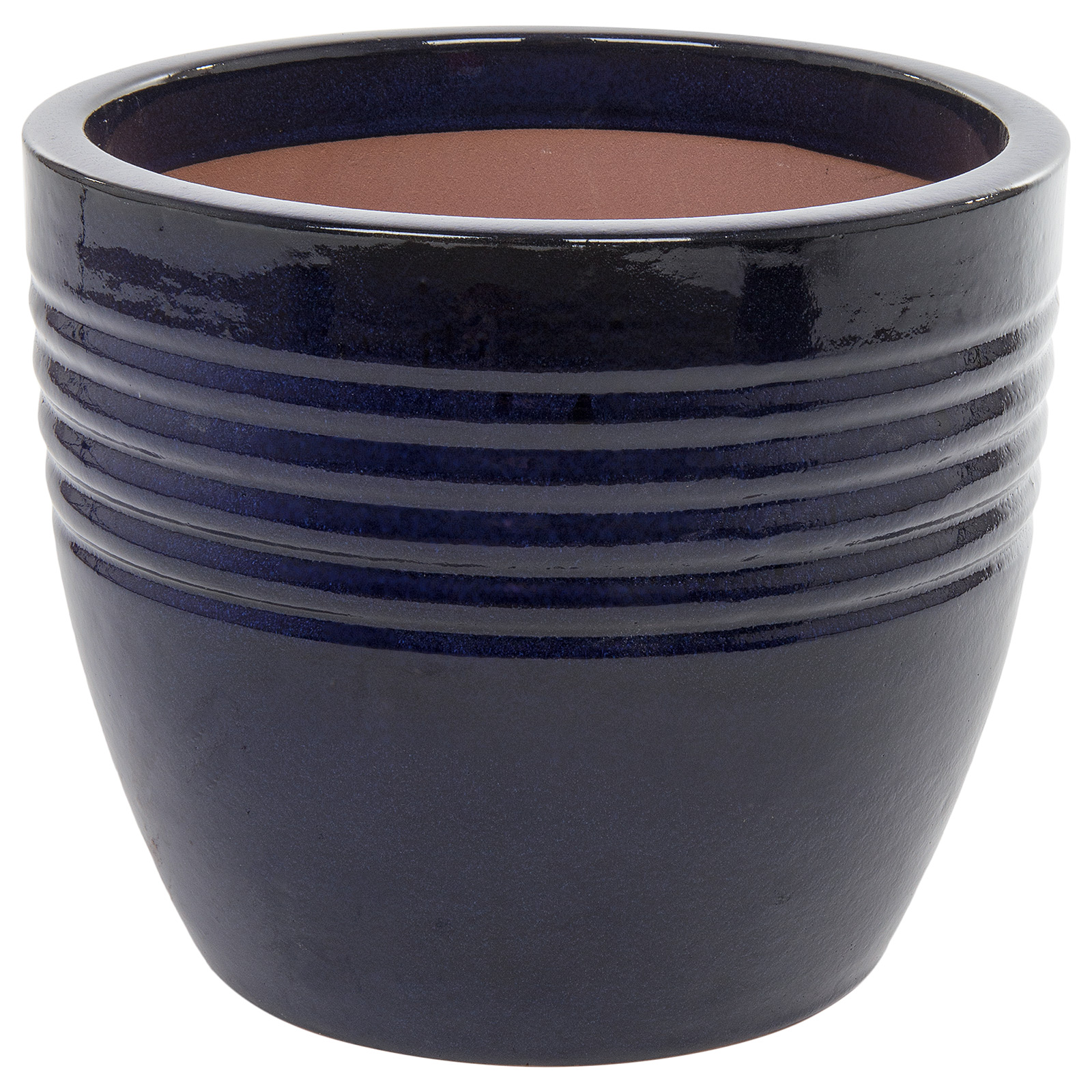 Кашпо Nobilis Marco "Dark Blue Relief Round" (керамика), D35хH29,5 см Синий