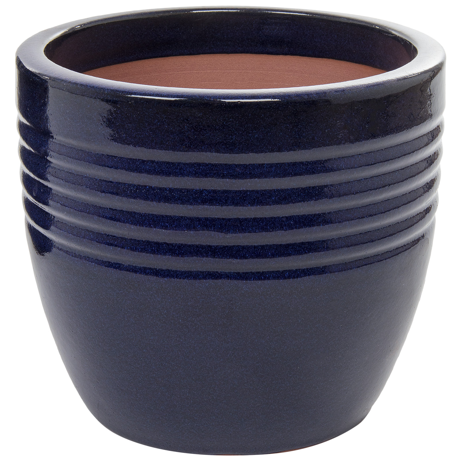 Кашпо Nobilis Marco "Dark Blue Relief Round" (керамика), D29хH25,5 см Синий