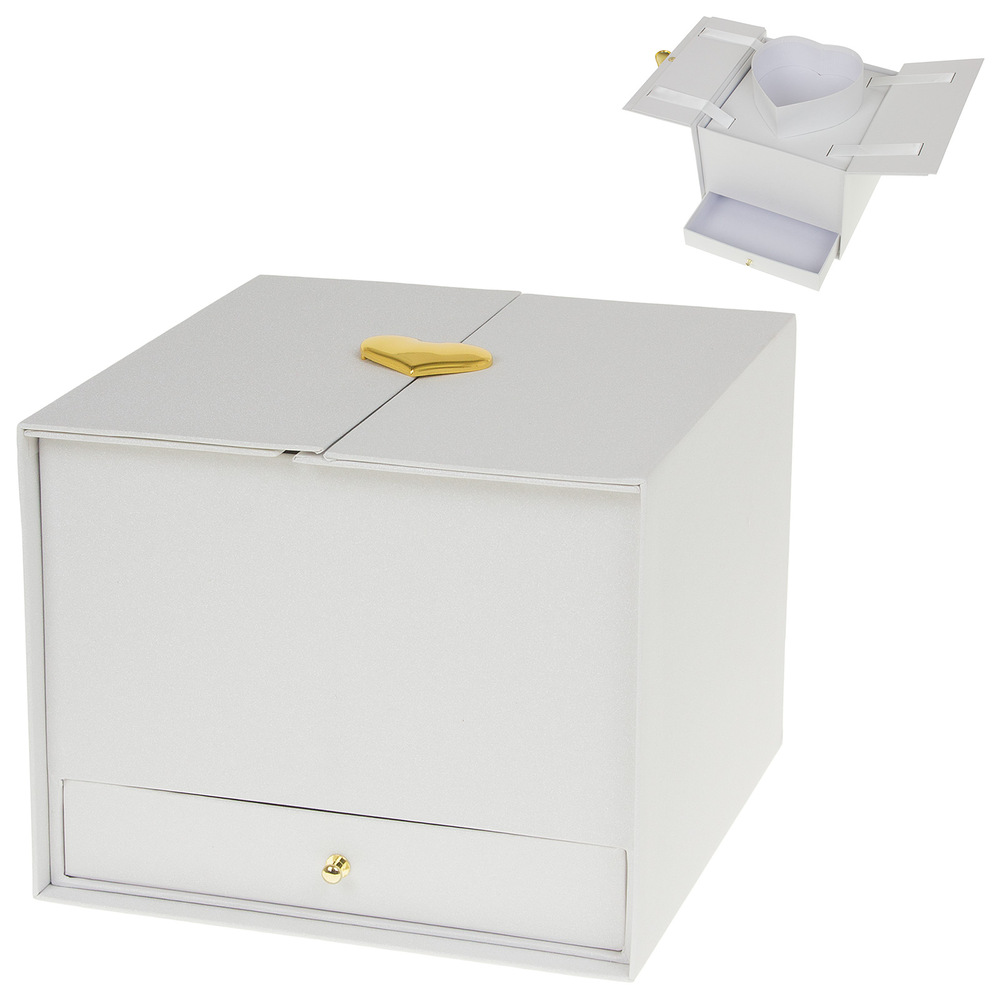 Коробка подарочная, 20x21,5xH16 см, с ящиком Белый