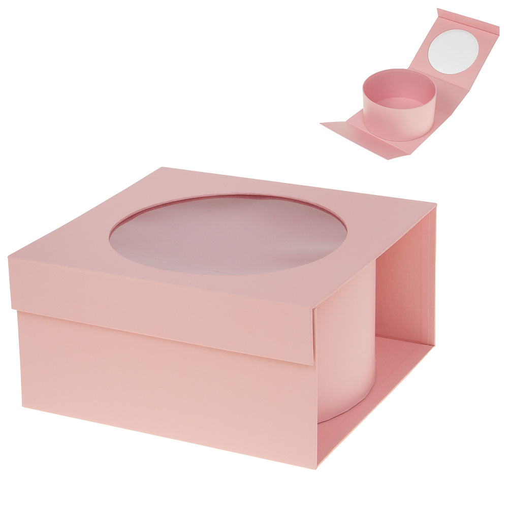 Коробка подарочная, 21,5x20xH11 см, с окном Розовый