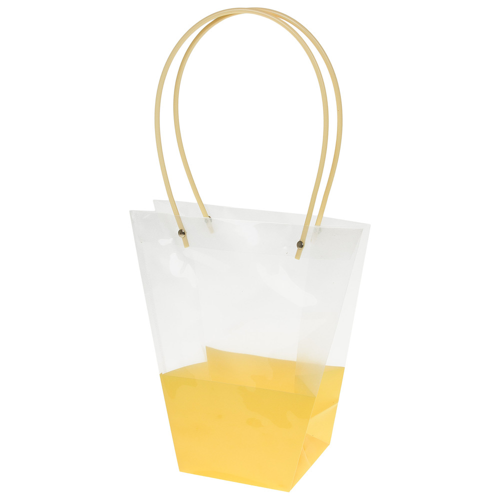 Пакет подарочный (пластик), 24x12xH26 см, набор (10 шт) Желтый