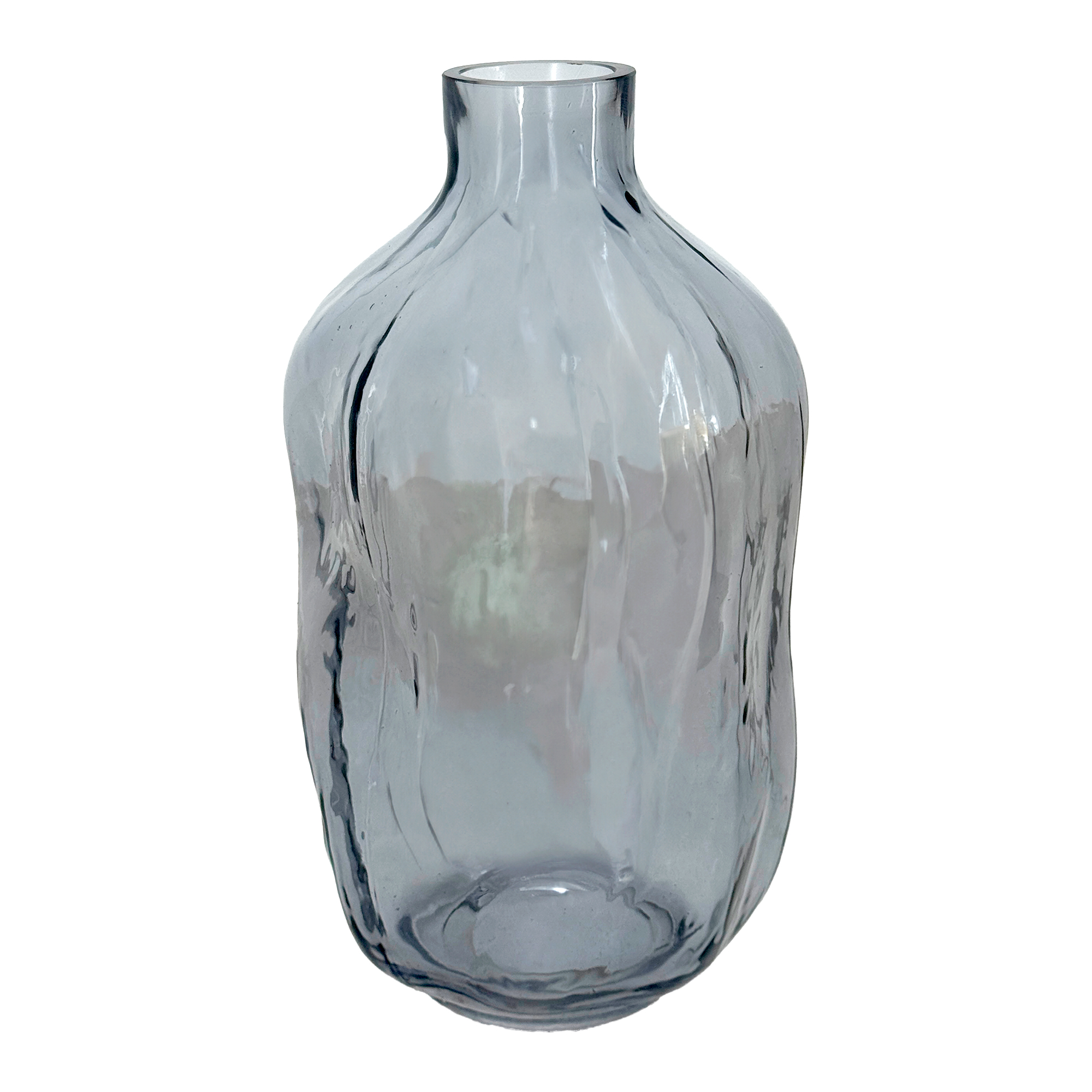 Ваза "Бутыль мятый" (стекло), D14xH27 см Серый