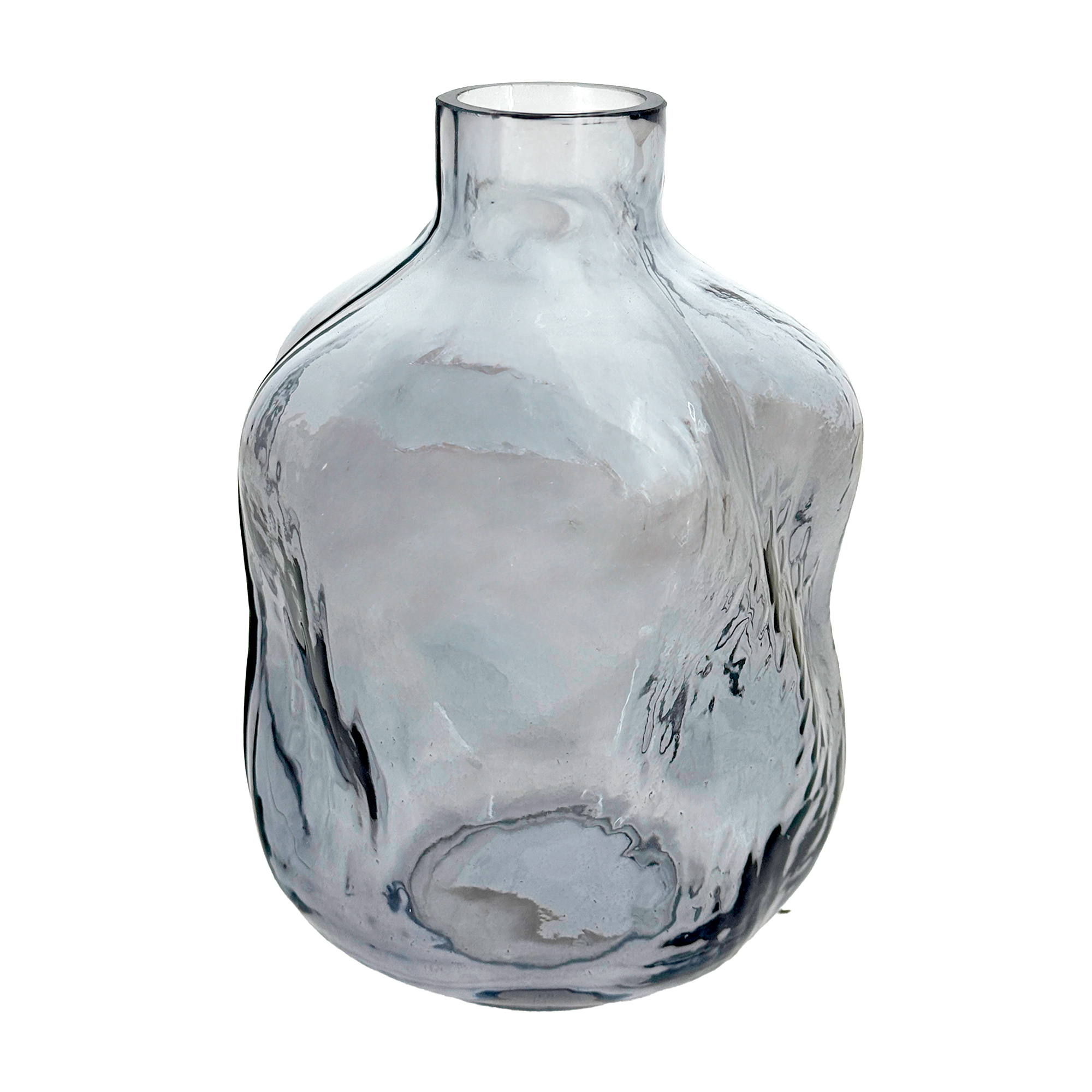 Ваза "Бутыль мятый" (стекло), D15хН22 см Серый