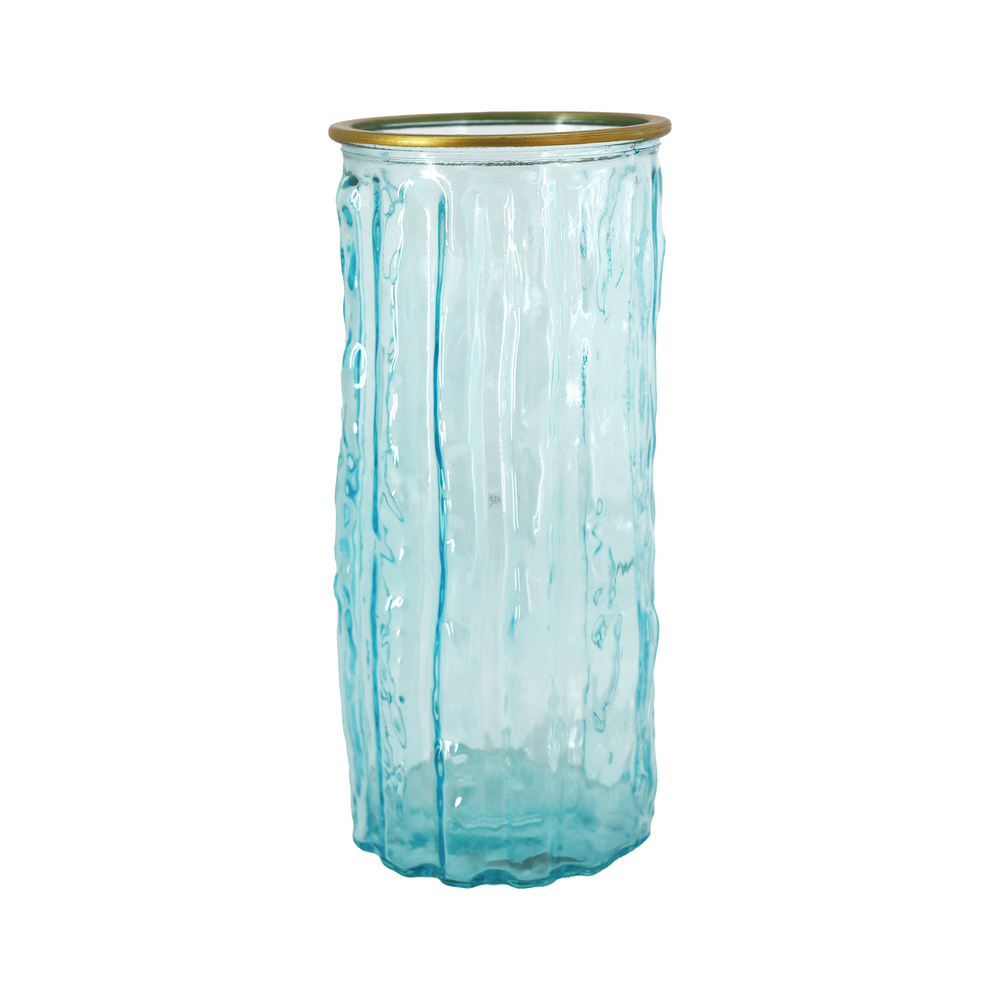 Ваза "Rain straight" (стекло), D10хH23 см Голубой