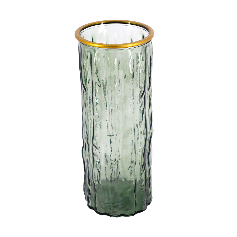 Ваза "Rain straight" (стекло), D10xH26 см Зеленый