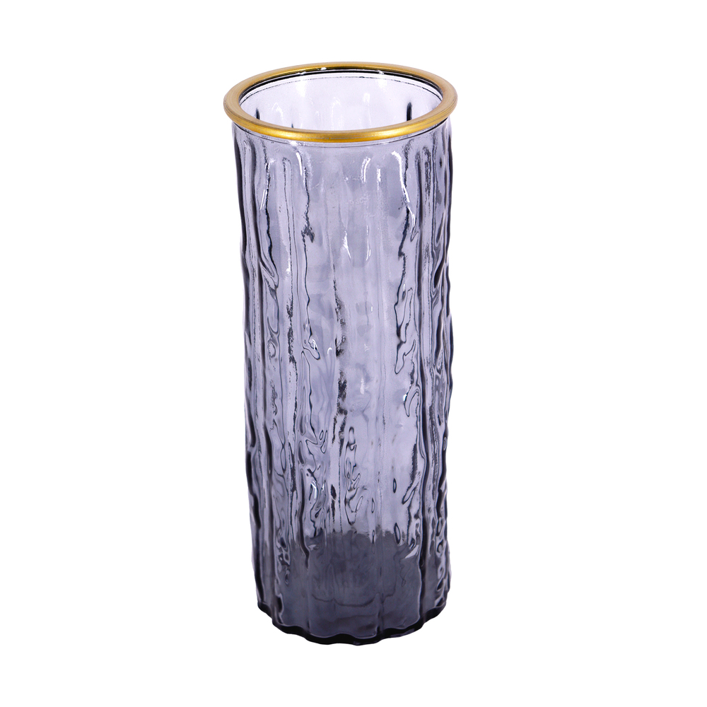 Ваза "Rain straight" (стекло), D10xH26 см Синий