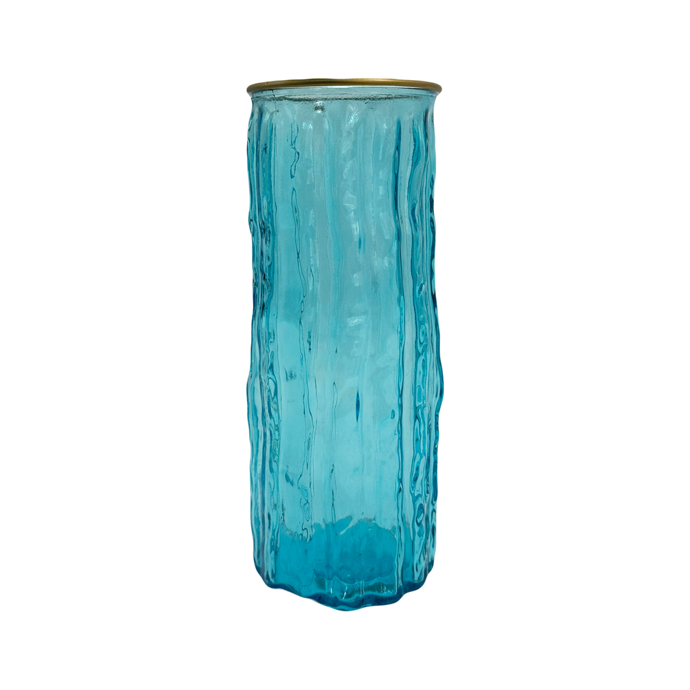 Ваза "Rain straight" (стекло), D10xH26 см Голубой