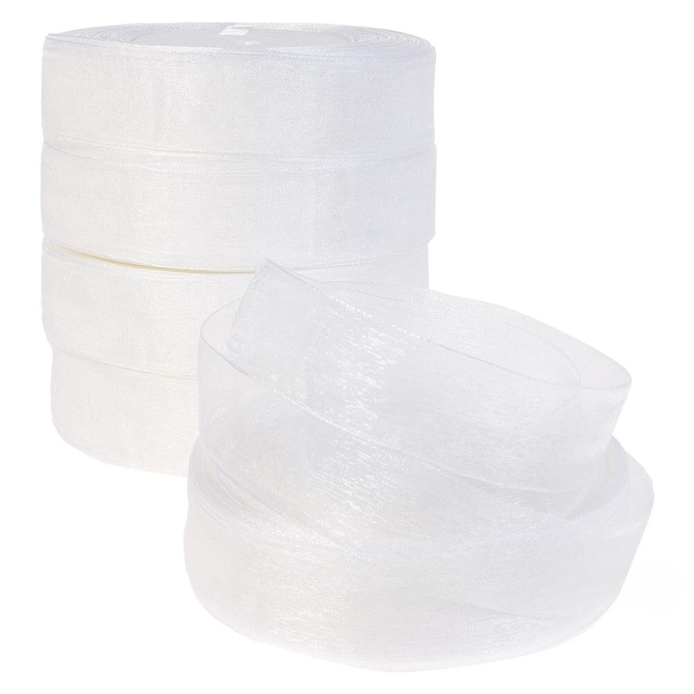 Лента органза, 25 ммx50 ярд, набор (5 шт) Белый