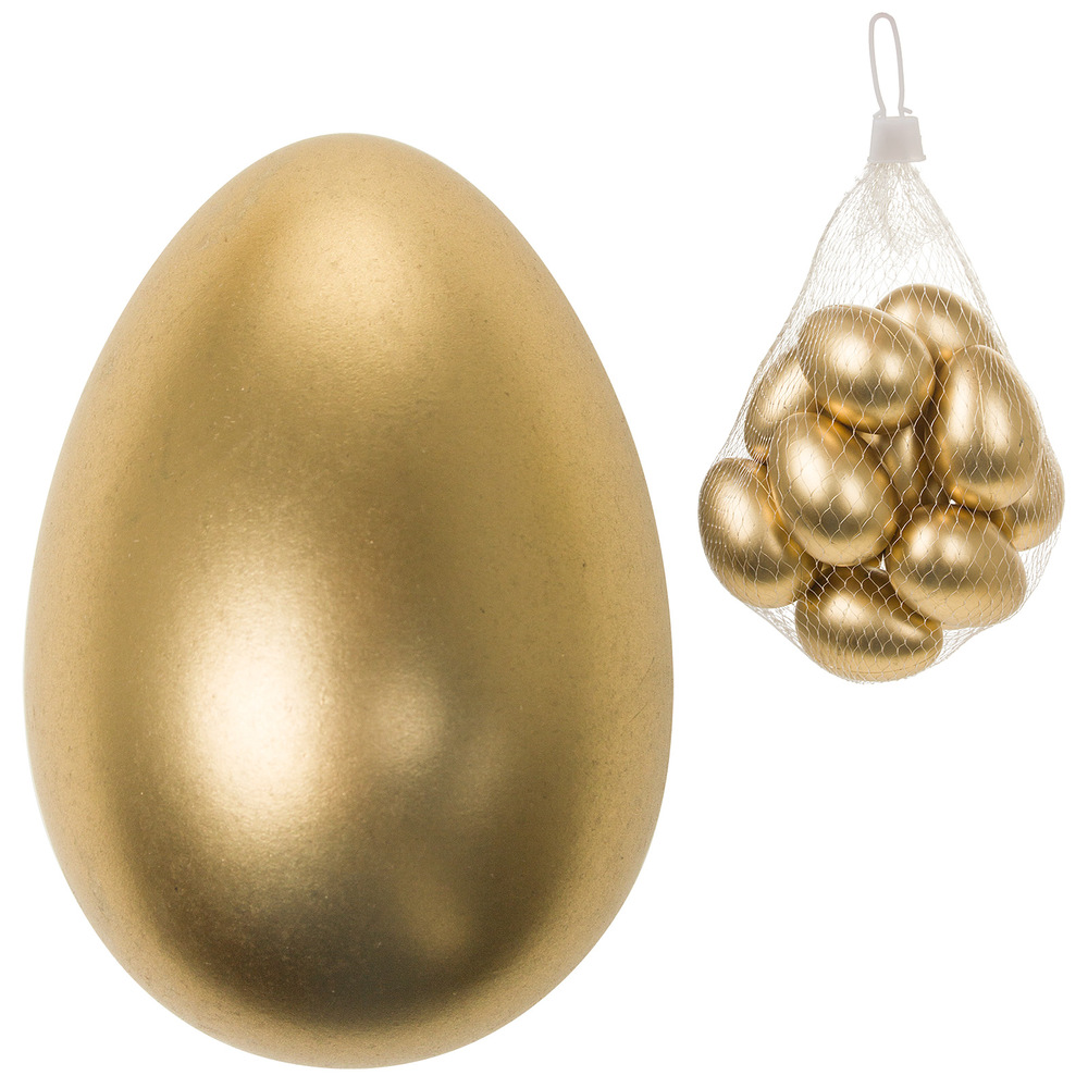 Яйцо декоративное (пластик), Н6 см, набор (12 шт) Золотой