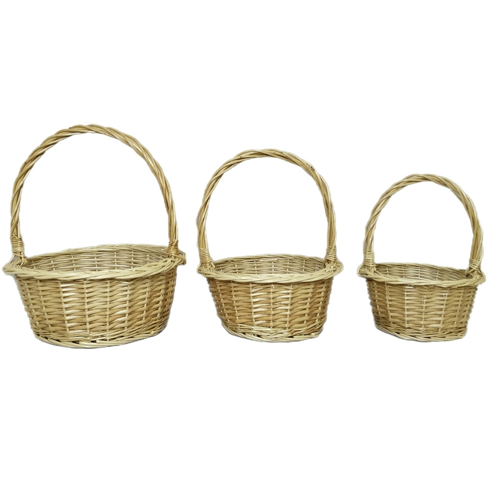 Корзина плетеная (ива), D36xH15/37 см, D28xH13/33 см, D22хH11/28 см, набор (3 шт) Натуральный