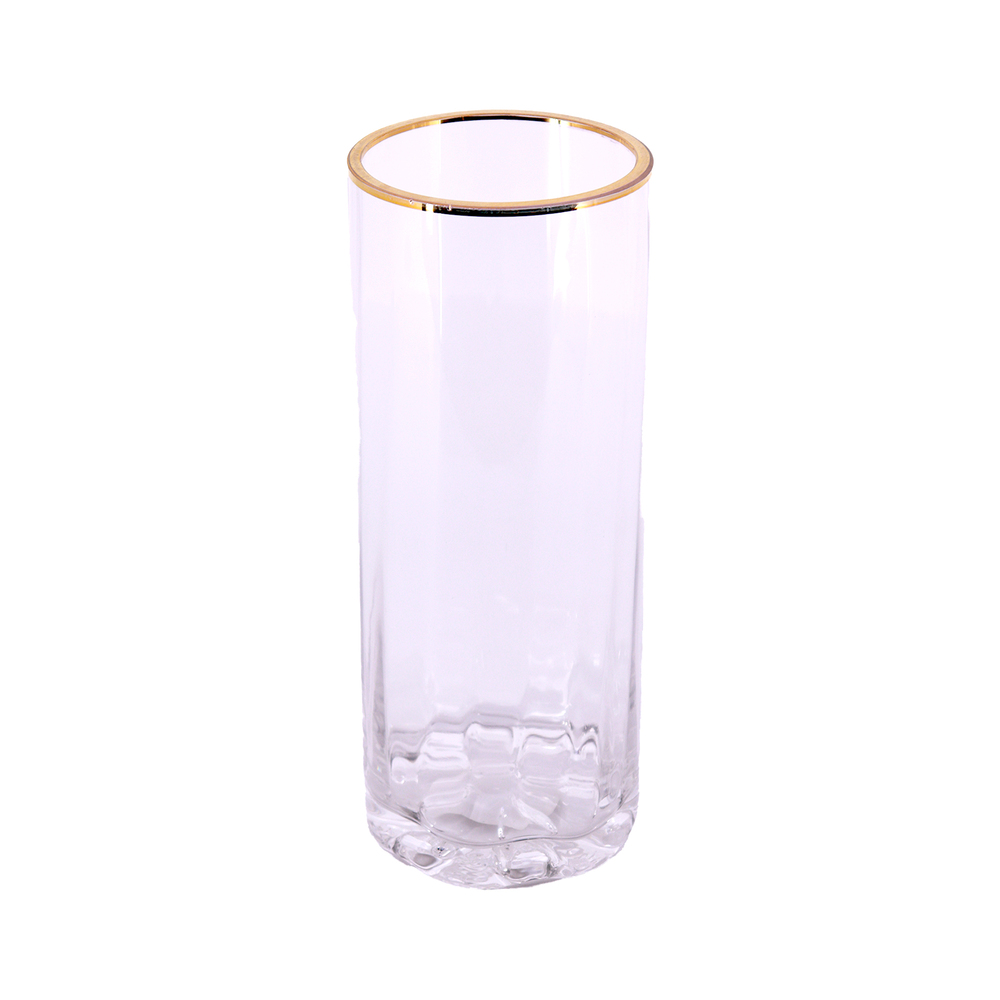Ваза "Трубка 100" (стекло), D10хH25 см, с золотым ободком Прозрачный