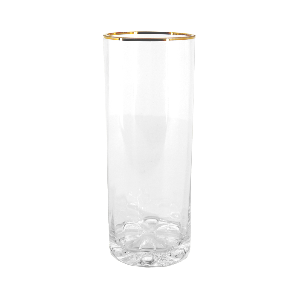 Ваза "Трубка 100" (стекло), D10хH30 см, с золотым ободком Прозрачный