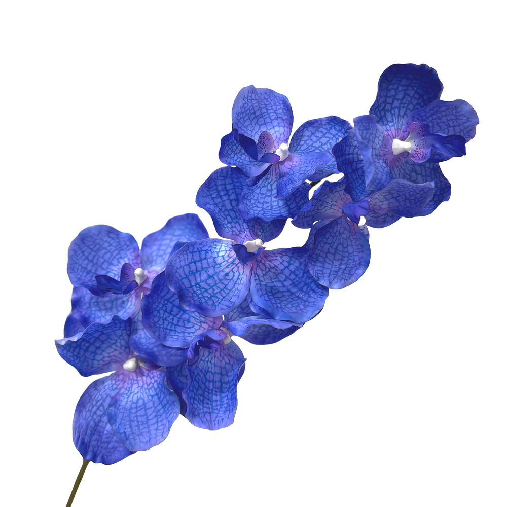 Цветок искусственный "Фаленопсис", H80 см, с силиконовым покрытием Синий