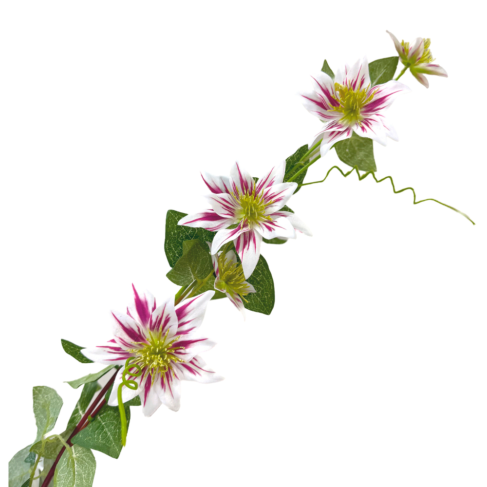 Цветок искусственный "Клематис", H78 см Белый-розовый