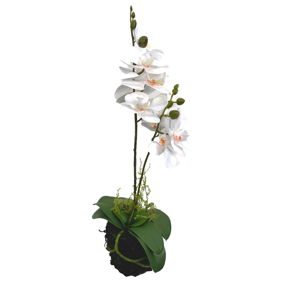 Растение искусственное в кашпо "Фаленопсис", H46 см Белый