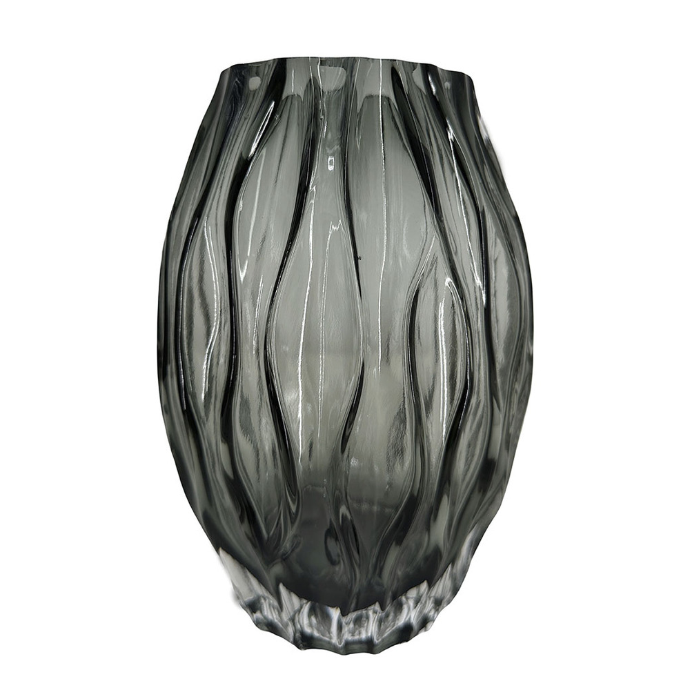 Ваза "Graceful Edge" (стекло), D14xH20 см Серый