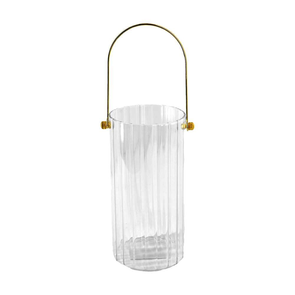 Ваза "Трубка 100 грани" (стекло), D10хН25 см, с ручкой Прозрачный