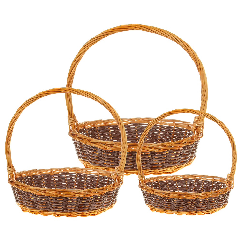 Корзина плетеная "Кант" (ива), D46хН14/52 см - D34хН10/43 см, набор (3 шт) Натуральный