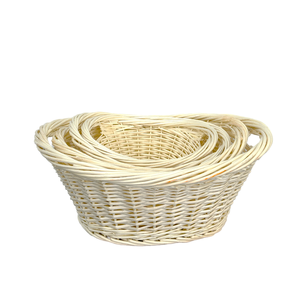 Корзина плетеная (ива), 58x50xH22 см - 35x29xH15 см, набор (4 шт) Белый