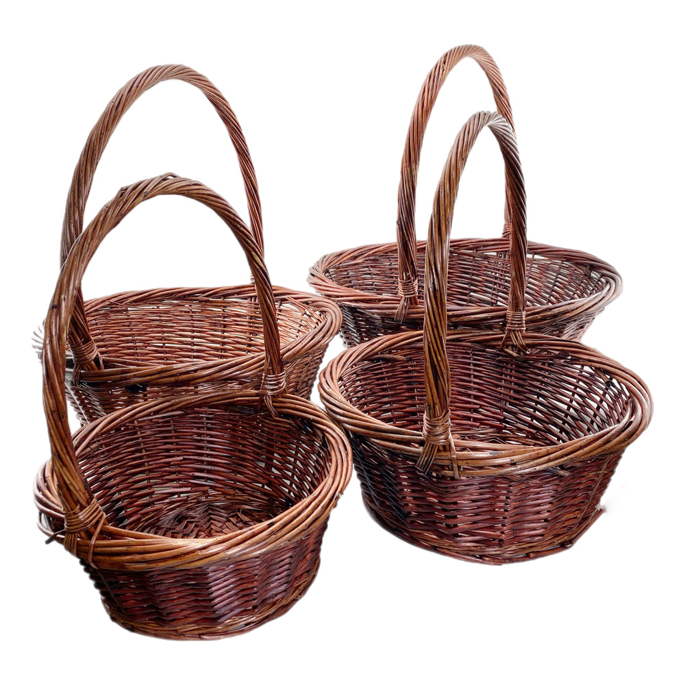 Корзина плетеная (ива), 60x49xH20/55 см - 30x23xH11/35 см, набор (5 шт) Коричневый