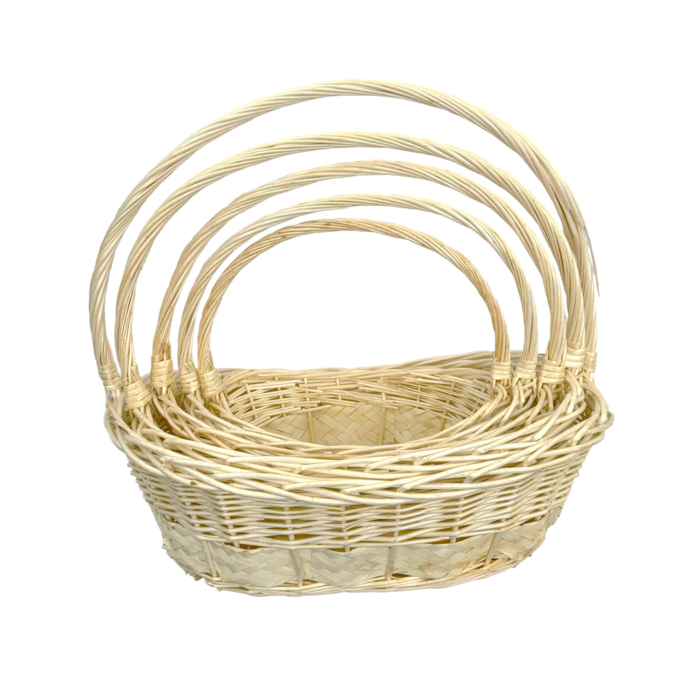 Корзина плетеная (ива), 63x46xH24/58 см - 38x21xH16/38 см, набор (5 шт) Белый