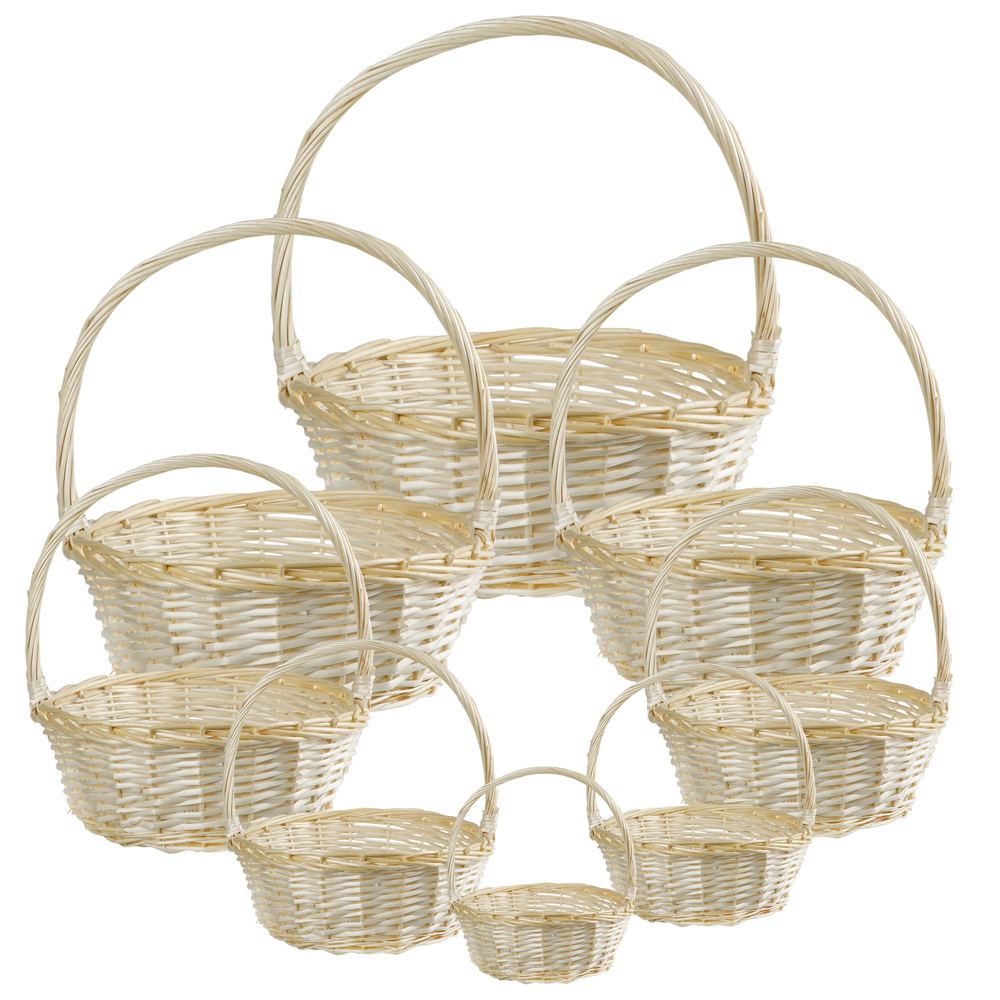 Корзина плетеная (ива), 75x60xH23 см - 27x20xH9 см, набор (8 шт) Белый