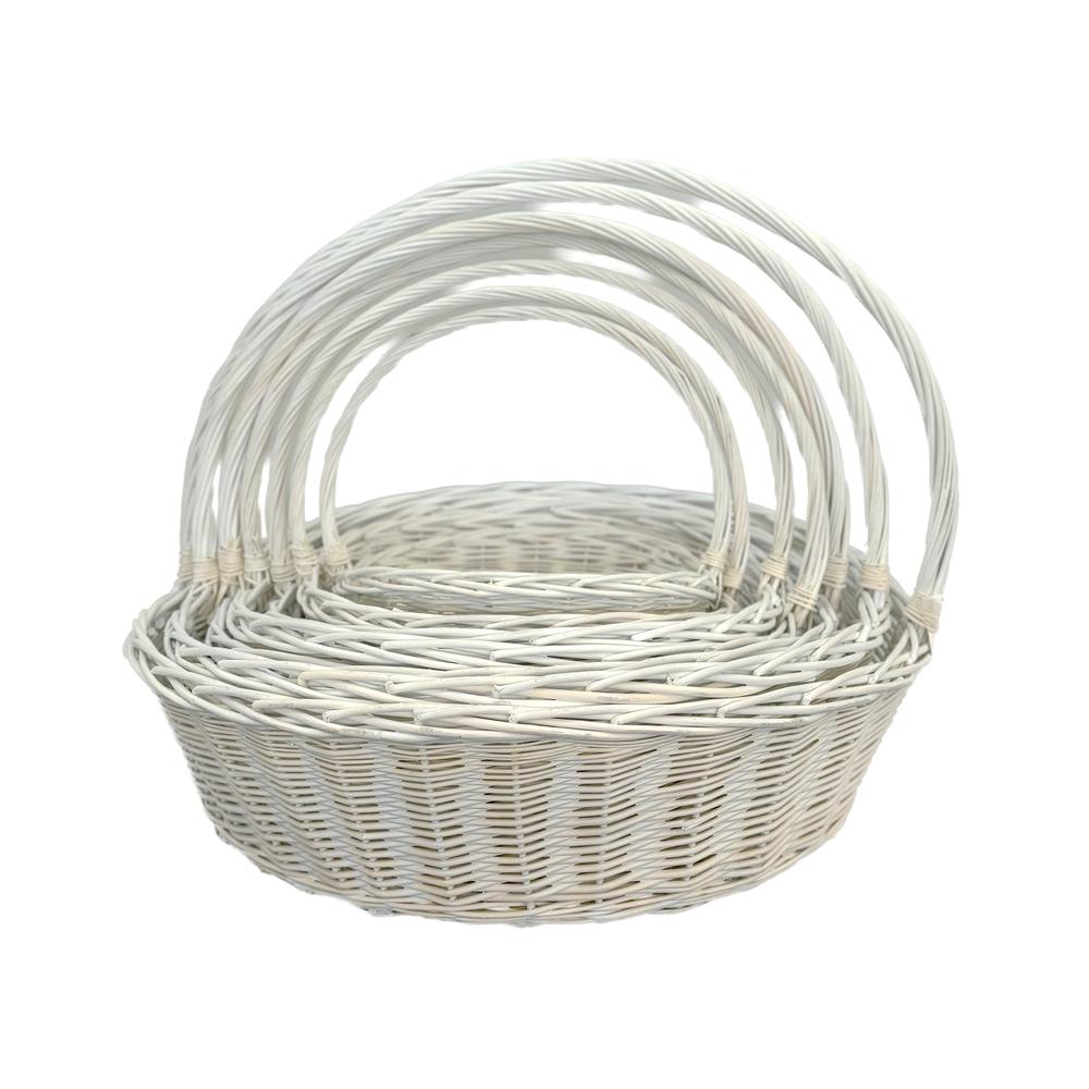 Корзина плетеная (ива), 55x42H/46см - 100x85H30/90 см, набор (7 шт) Белый