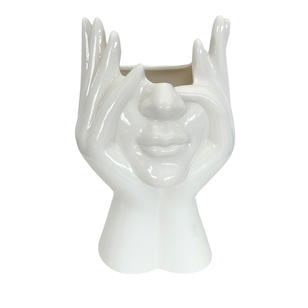 Ваза "Лица" (керамика), 11х8xH22 см Белый