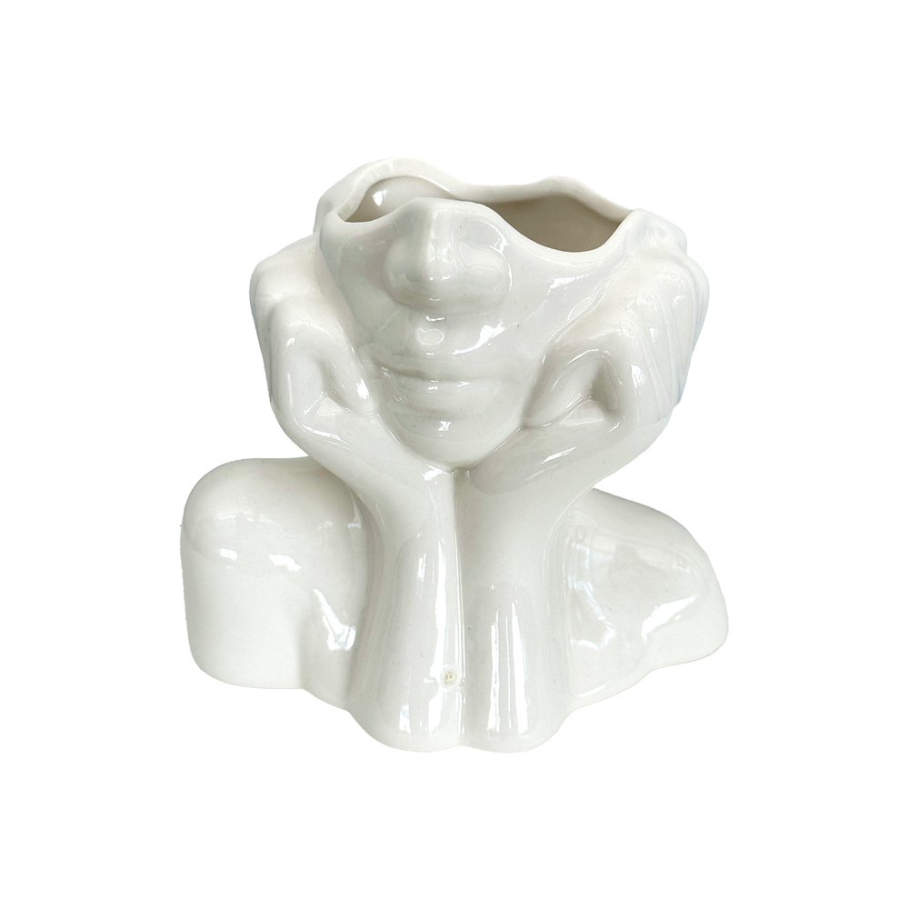 Ваза "Лица" (керамика), 13,5х9хH12 см Белый