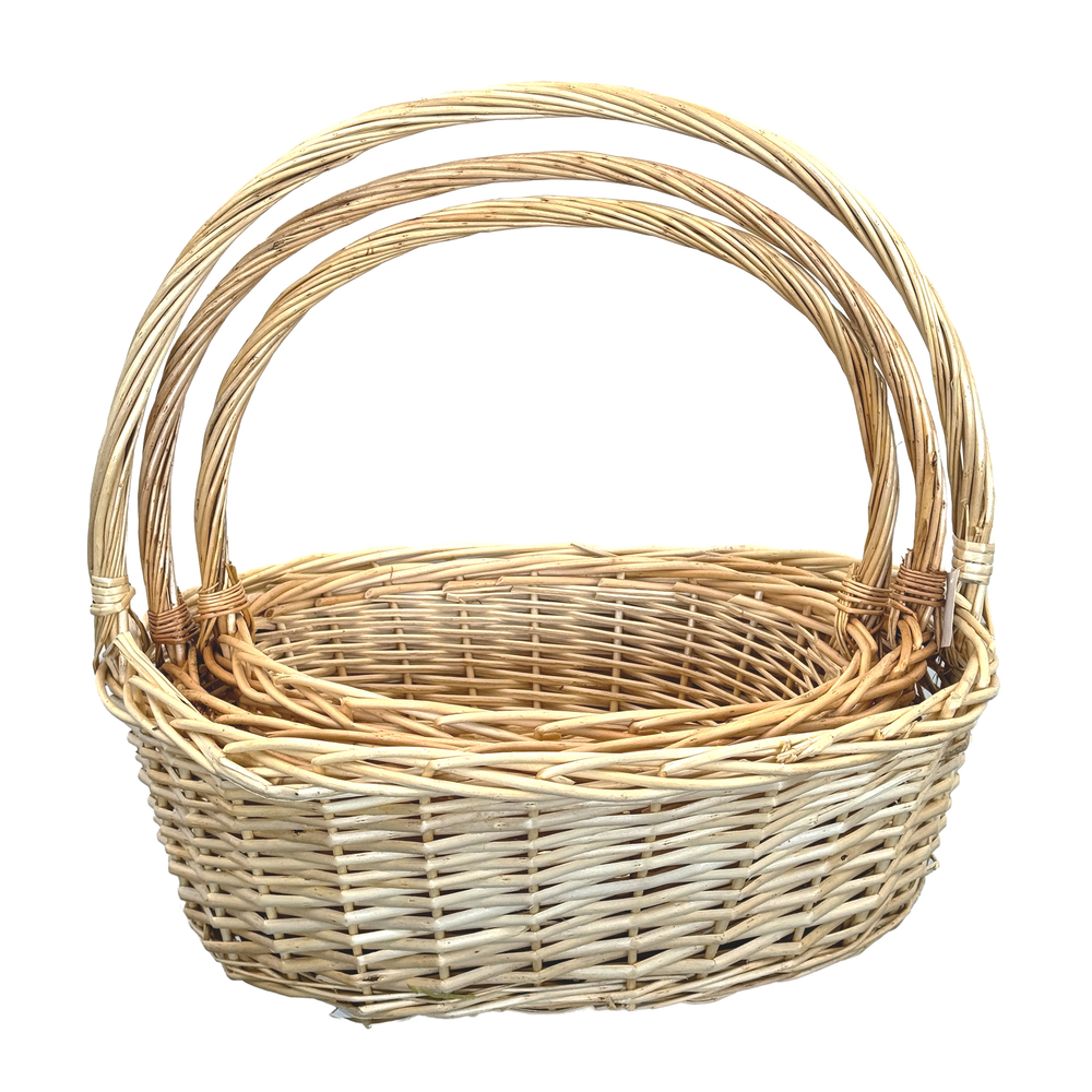 Корзина плетеная (ива), 45x37xH15/43cм - 57х50хH19/51см, набор (3 шт) Натуральный