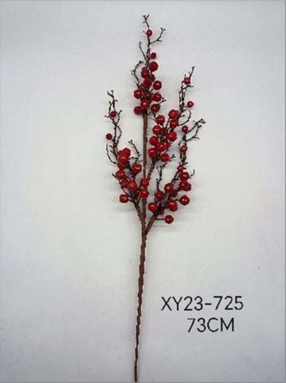 Ветка ягодная искусственная (пластик), Н73 см Красный