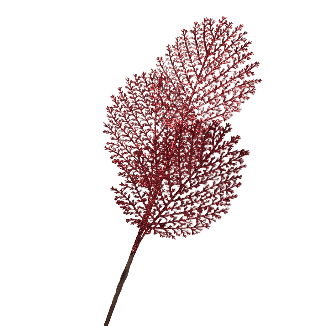 Ветка искусственная (пластик), Н66 см Красный