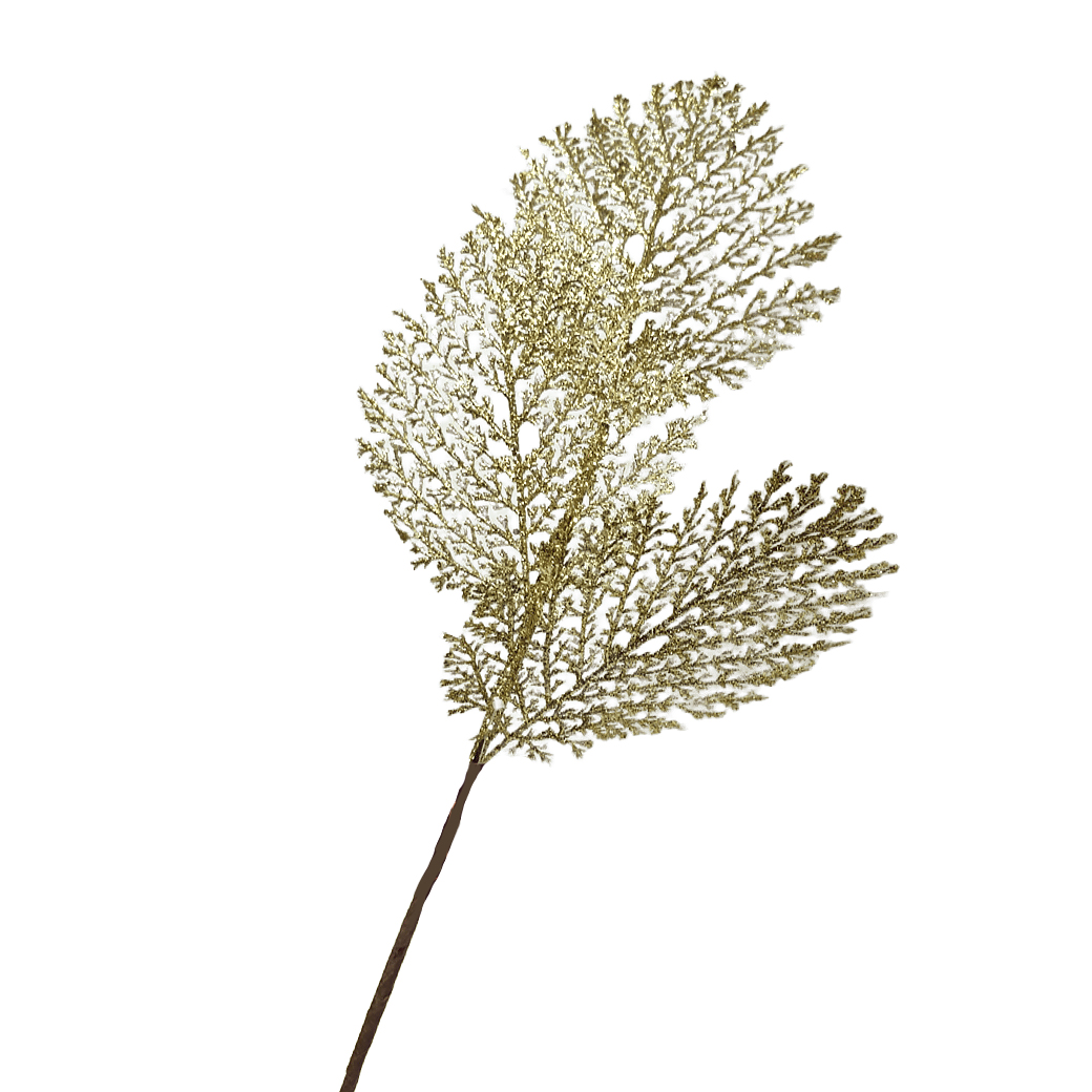 Ветка искусственная (пластик), Н66 см Золотой