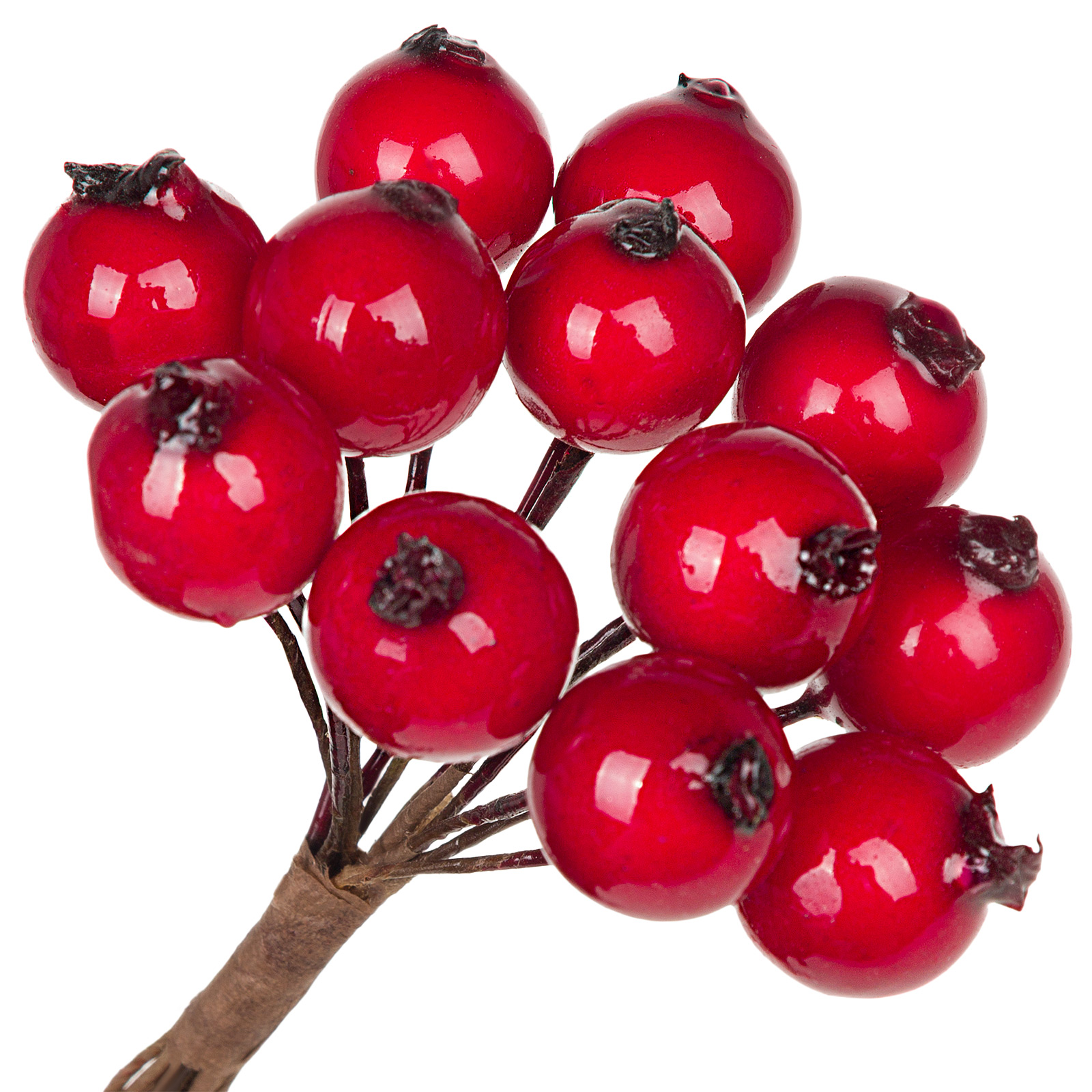 Шиповник искусственный на вставке (пластик), H11 см, набор (12 шт)