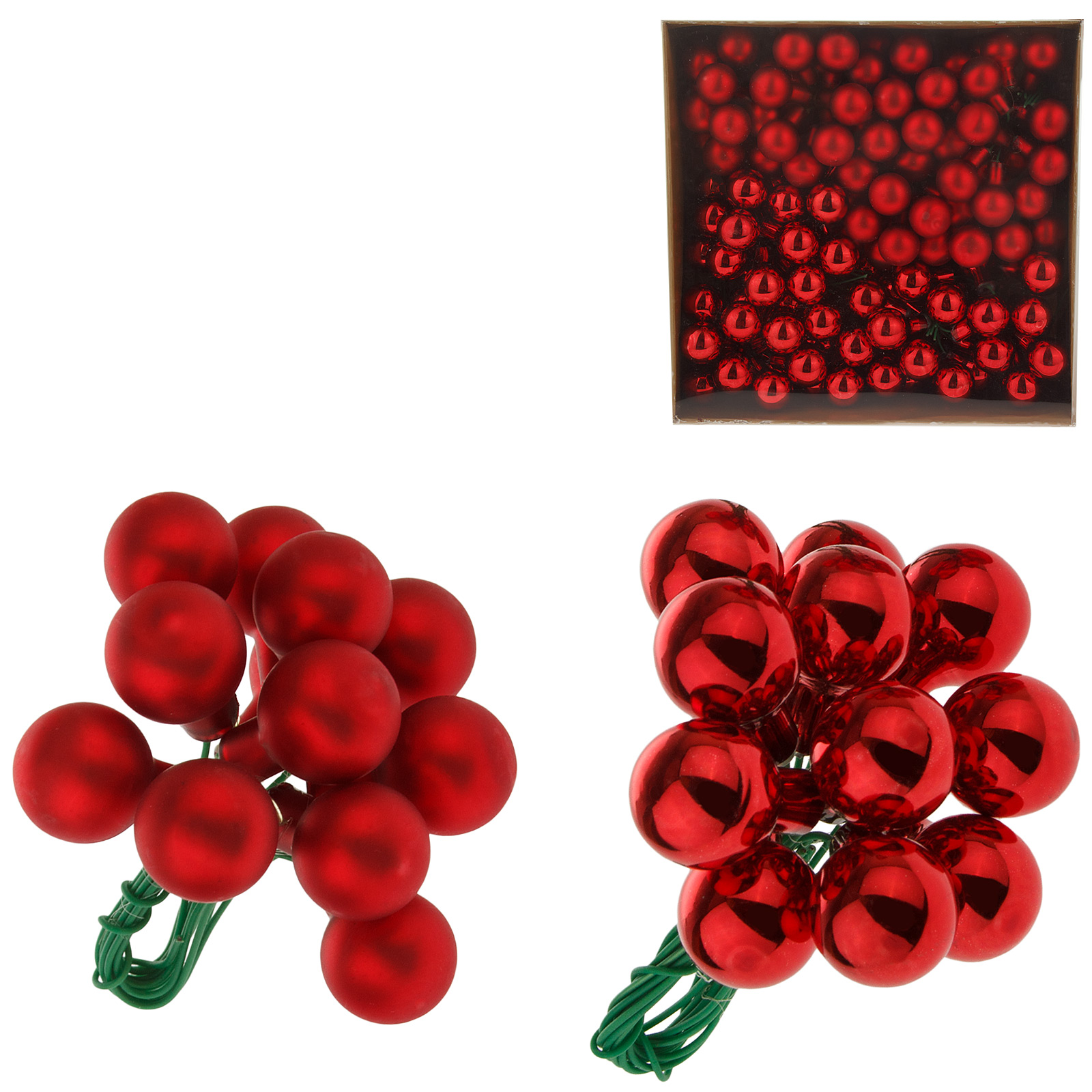 Елочная игрушка "Шар на проволоке" (стекло), D1,5 см, набор (144 шт) Красный