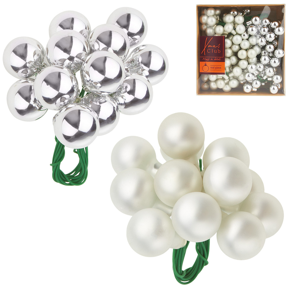 Елочная игрушка "Шар на проволоке" (стекло), D1,5 см, набор (144 шт) В ассортименте