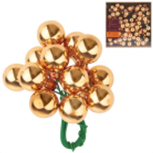 Елочная игрушка "Шар на проволоке" (стекло), D2 см, набор (144 шт) Золотой