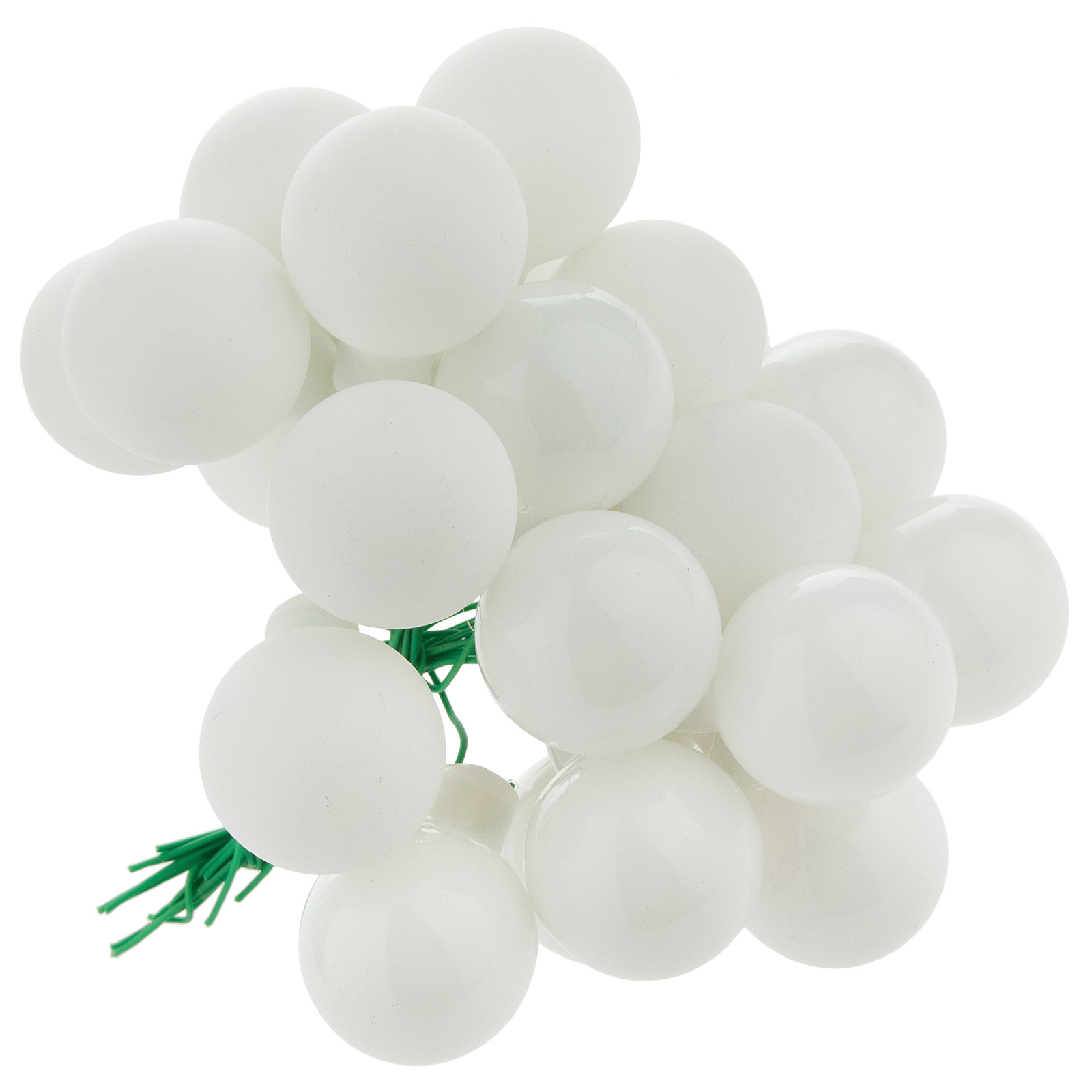 Елочная игрушка "Шар на проволоке" (стекло), D2,5 см, набор (144 шт) Белый
