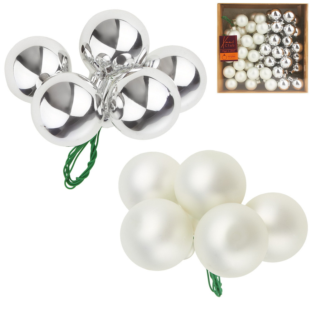 Елочная игрушка "Шар на проволоке" (стекло), D3 см, набор (72 шт) В ассортименте