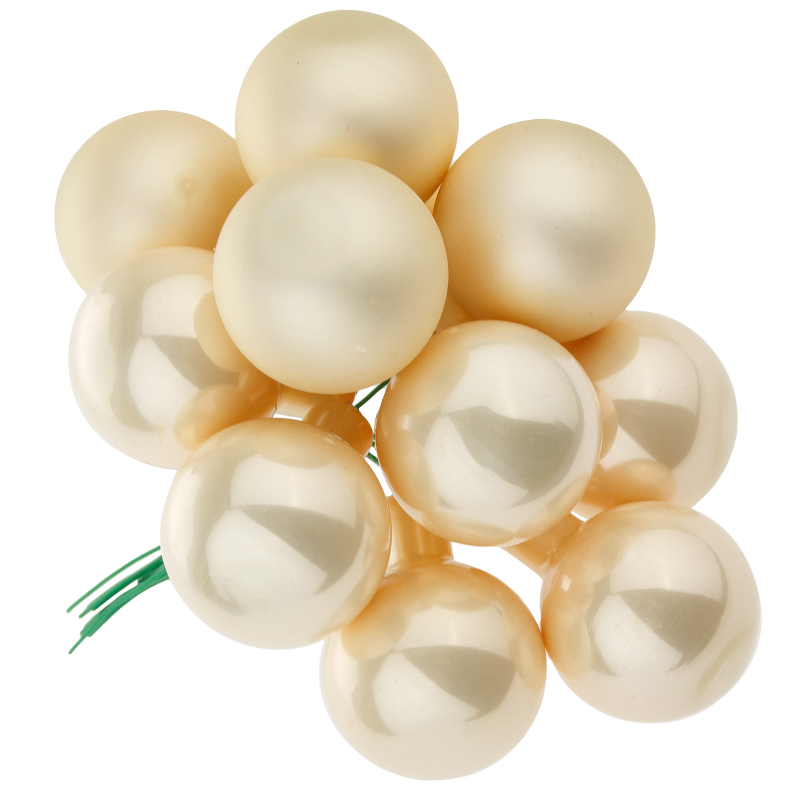 Елочная игрушка "Шар на проволоке" (стекло), D3 см, набор (72 шт) Шампань