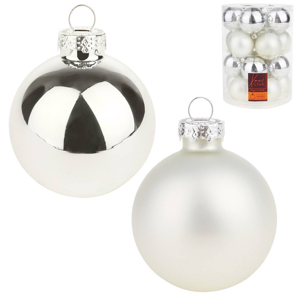 Елочная игрушка "Шар" (стекло), D6 см, набор (20 шт) Серебряный
