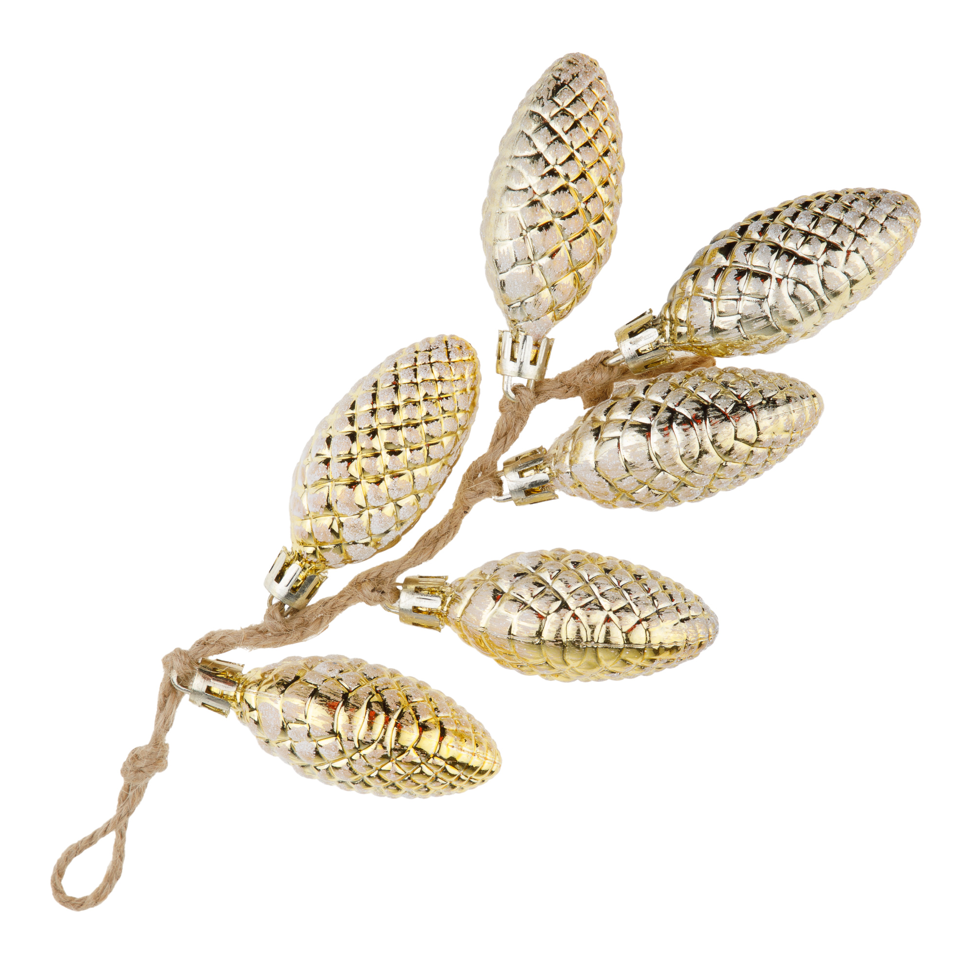 Елочная игрушка "Шишка в связке" (пластик), H7 см, Золотой