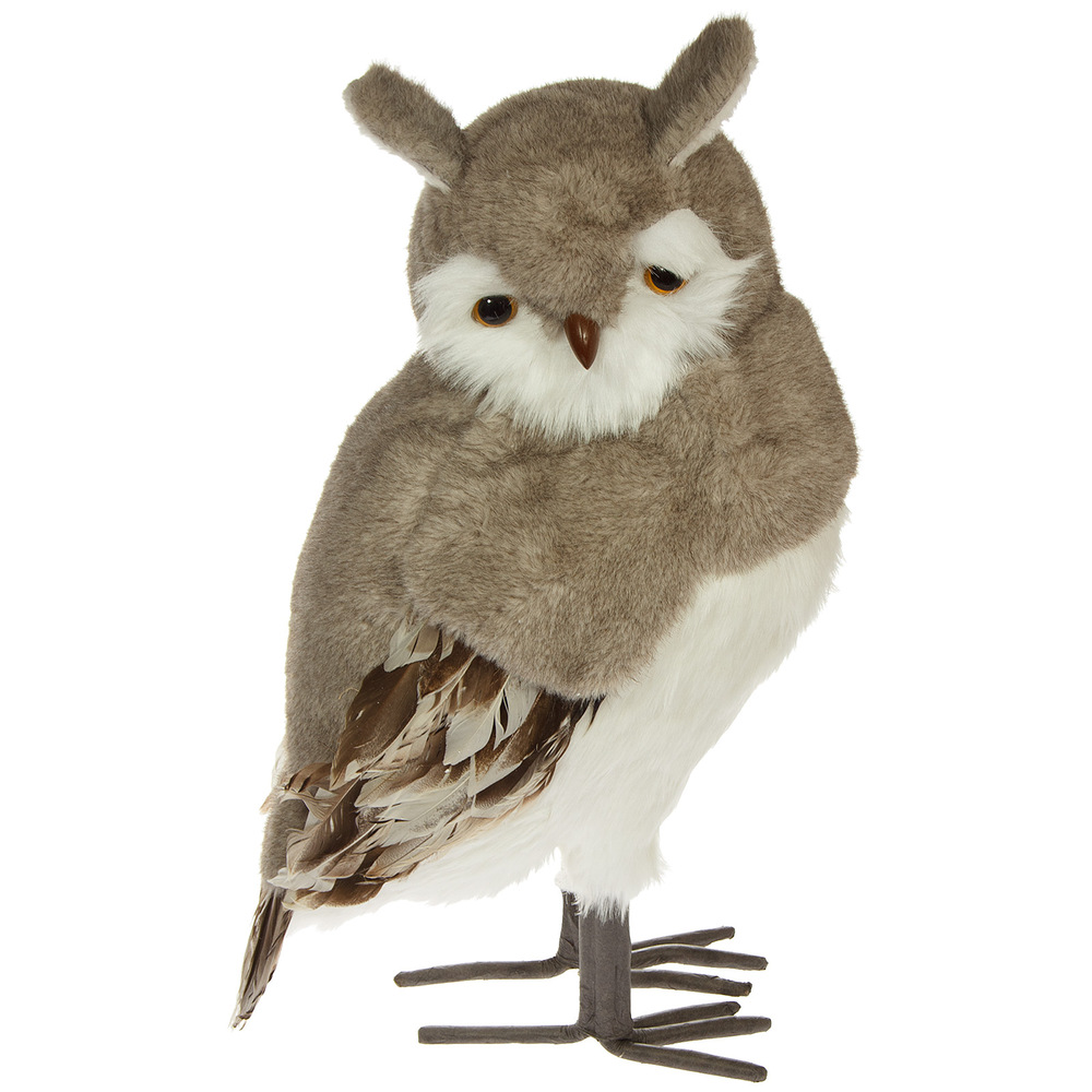 Фигура "Сова" (искусственный мех), 30х23хН49 см Серый