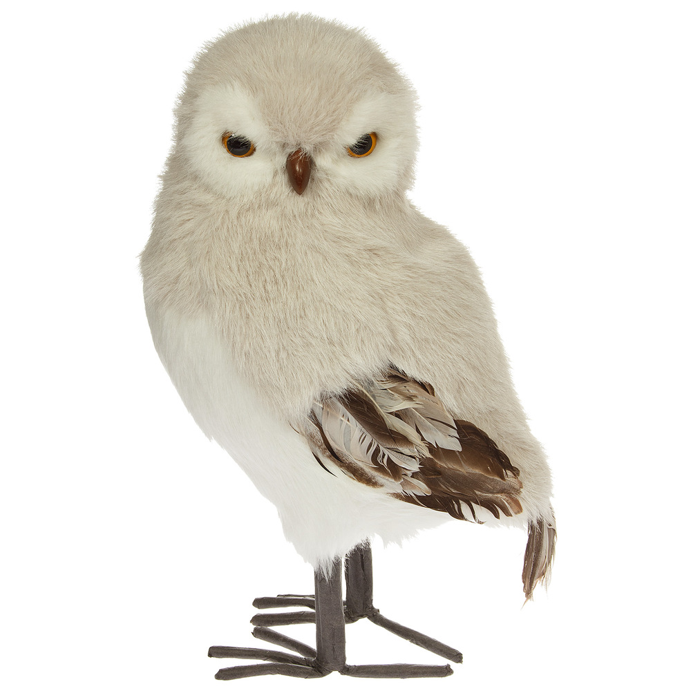 Фигура "Сова" (искусственный мех), 23х20хН41 см Серый