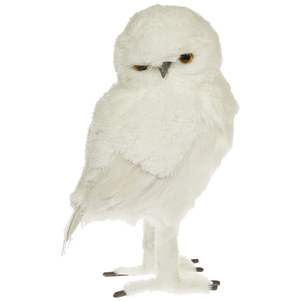 Фигура "Сова" (иск. мех), 23x19xH41 см Белый